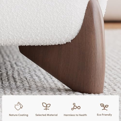 homary King Size Bed Frame Set with Wide Headboard & Floating Smart Nightstands, Modern Boucle Platform Bedroom Set with LED Sensor Lights, Wireless Charging & Walnut Wood Legs, No Box Spring Needed