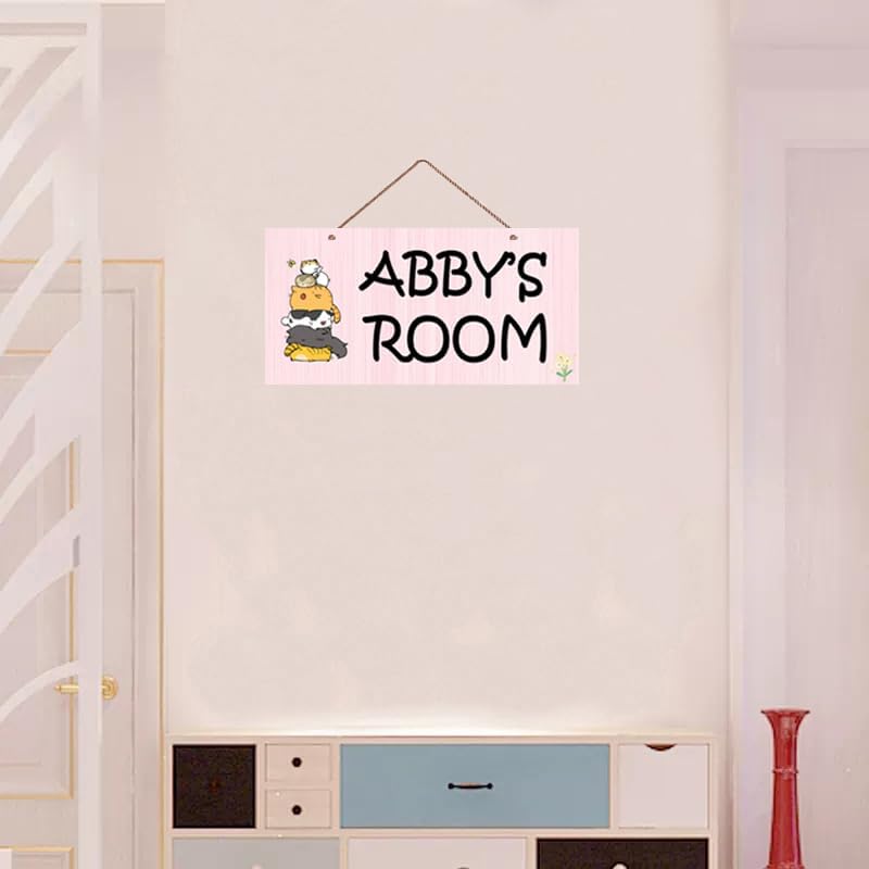 Personalized Signs Cute Cats Sign Custom Name Sign Customized Sign For Boys Bedroom Girls Room Baby Nursery Wall Decor for Kids Room Door Pet House Kitty Litter Cat house