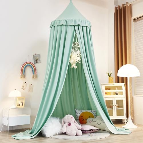 Kertnic Decor Princess Canopy for Girls Bed, Soft Smooth Playing Tent Canopy Room Decoration Castle, Dreamy Mosquito Net Bedding, Reading Nook Canopies in Home (Green)
