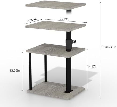 Faesun Swivel Side Table for Couch Arm, Height Adjustable C Table for Recliner or Bed, Tv Trays with Storage Shelf for Small Spaces- Small Nightstand Table for Living Room, Bedroom