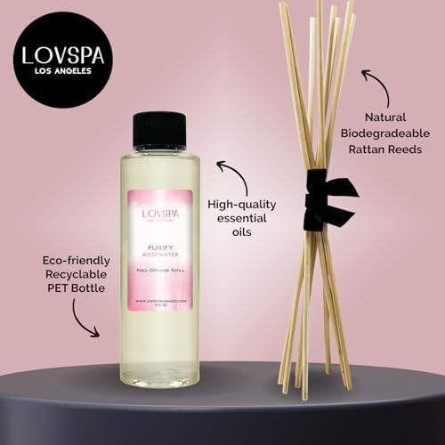 PURIFY Rosewater Diffuser Oil - Luxury Essential Oils for Diffuser Refill & Air Freshener Room Spray - Long-Lasting & Natural Home Fragrance, Scented Oil for Diffusers, USA Made, 4oz