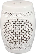 Sunnydaze Marrakesh Ceramic Garden Stool Side Table - White