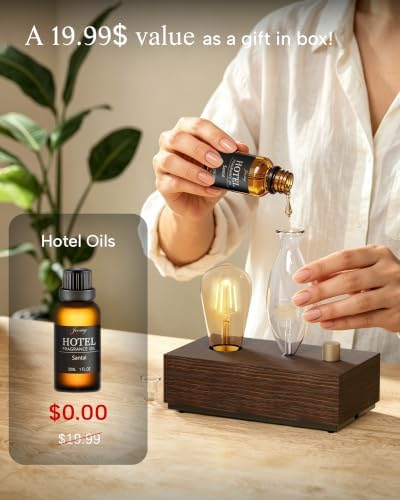 Waterless Diffuser, Rechargeable Battery 9H Runtime,3 Color Light with Bulb