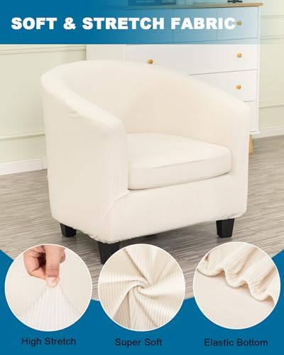NILUOH 2 Piece Tub Chair Covers with Cushion Cover Soft Stretch Club Chair Slipcover Furniture Protector with Elastic Bottom Spandex Couch Covers for Bar Counter Living Room