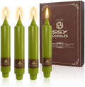 NJAO HOO Mustard Green Short Taper Candle 7 Inch Candlesticks Unscented Dripless Tapered Candle Set for Home Decor Wedding Party Dinner Candles, 4 Pack