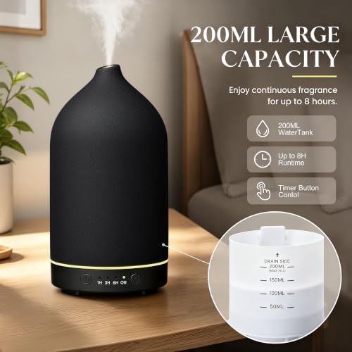 Gooamp 200ML Ceramic Essential Oil Diffuser for Home, Stone Diffuser