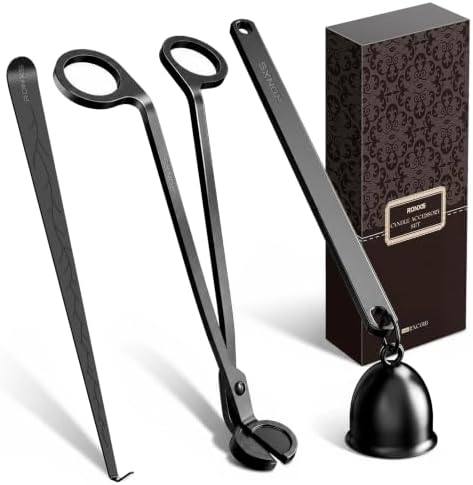 RONXS 3 in 1 Candle Wick Trimmer Set, Snuffer, Dipper, Cutter, Black