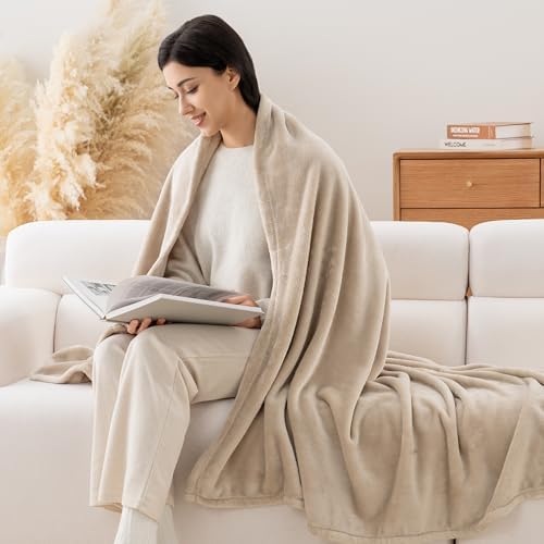 Luxury Fleece Warm Throw Blanket, Soft Lightweight Velvety Plush Throw for Couch and Bed, Cozy Comfy for All Seasons(Grain, 50×70 Inches)