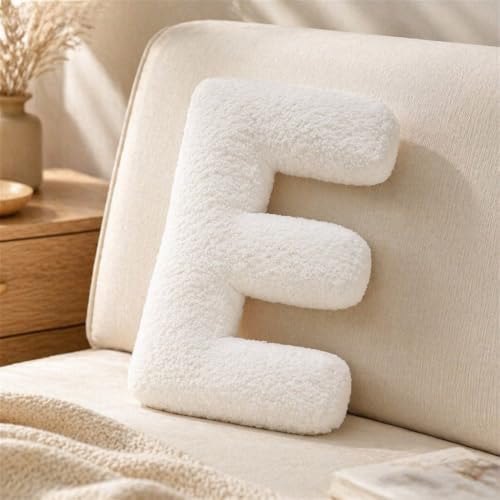 Letter Plush Pillow, Letter Hugging Throw Pillows, Decorative Initial Letter Shaped Throw Pillows for Bed Couch, Letter Pillows English Alphabet A to Z for Sofa Bedroom Living Room Decor (E)