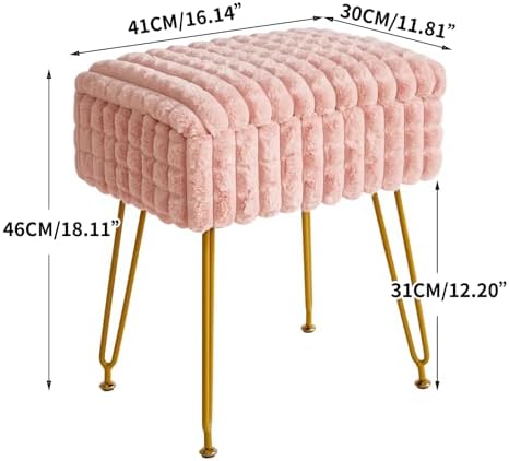 IBUYKE Rectangle Vanity Chair Ottoman, Footrest Stool, Pink WBD004P