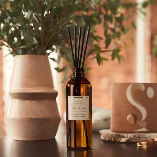 COCORRÍNA Clean Linen Reed Diffuser Refill, 3.38 fl oz, 6 Reeds