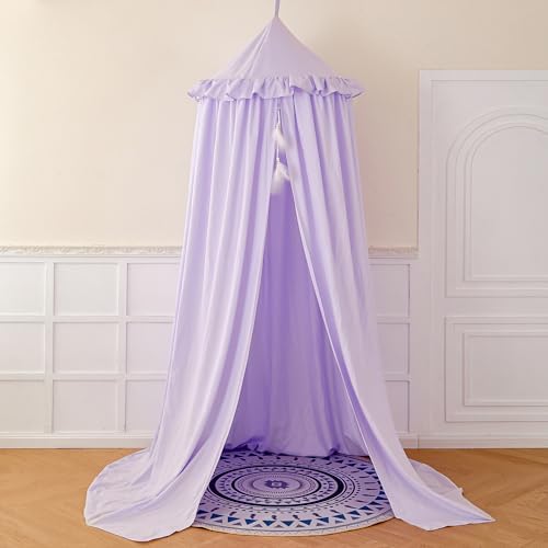 Princess Decor Canopy for Kids Bed, Soft and Durable Bed Canopy for Girls Room Tent Canopy Dreamy Mosquito Net Bedding, Children Reading Nook Canopies Indoor (Purple)
