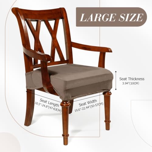 Havawish Extra Wide Dining Chair Seat Covers, Light Coffee, Velvet, 1 Pcs
