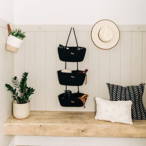 OrganiHaus Over the Door Organizer, Woven Rope Hanging Baskets, 3-Tier