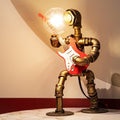Music Guitar Table Lamp Art Decor ，Steampunk Table Lamp,Retro Guitars Steampunk lamp,Cool Industrial Metal Tube Robot Lamp Guitar Stuff Present for Men Music Lovers
