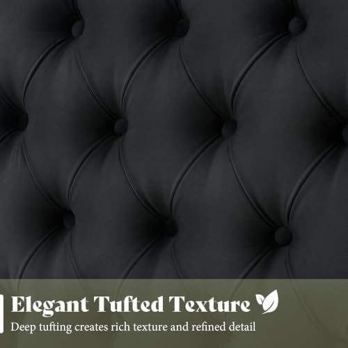AMERLIFE King/Cal King Headboard Only, Velvet Curved Wingback, Black