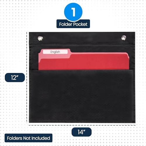 1 Pocket File Folder Pocket Chart, Black, 14" W x 12" T