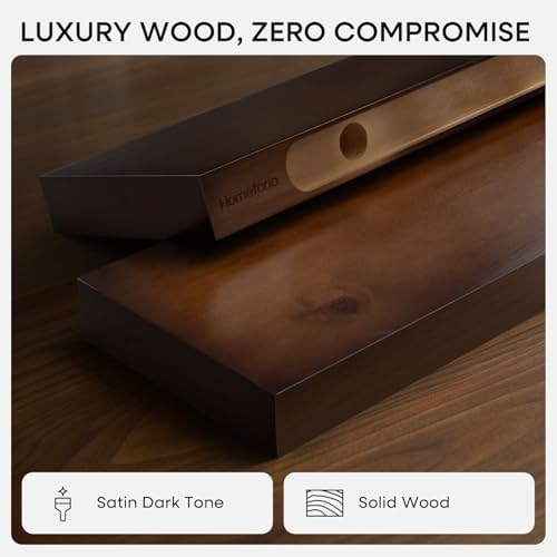 Homeforia 18 Inch Floating Shelves, High-End Solid Pine Wood, Set of 4