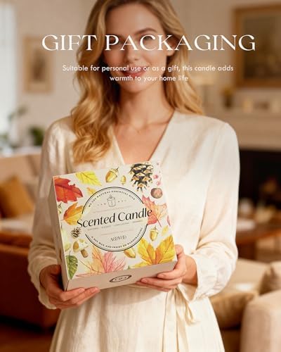 AOOVOO 4 Pack Fall Candles Set - 28 oz Autumn Candle Gift for Home Scented