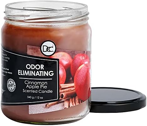Cinnamon Apple Pie Odor Eliminating Highly Fragranced Candle - Eliminates 95% of Pet, Smoke, Food, and Other Smells Quickly - Up to 80 Hour Burn time - 12 Ounce Premium Soy Blend