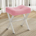 Memobarco 18-Inch Leather Vanity Stool Chair, Pink Saddle Vanity Stool