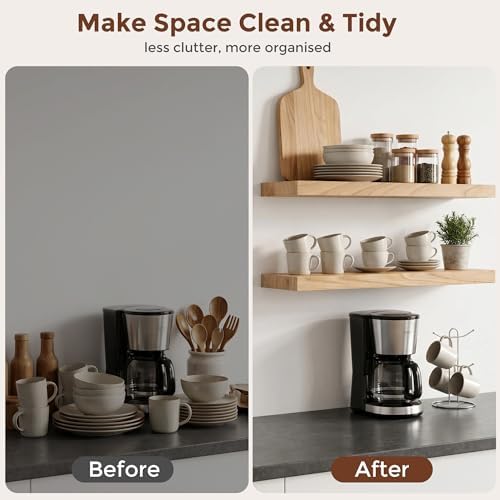 fuqing Natural Wood Floating Shelves, 24'' Wood Shelves for Wall Set of 2