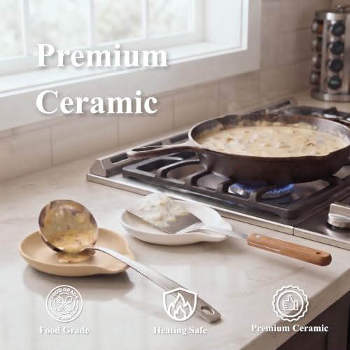 LarqeeWare Ceramic Spoon Rest for Stove Top, Modern Kitchen Counter Holder