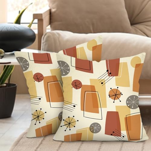 Abstract Geometric Decorative Throw Pillow Covers 18 x 18 Set of 2