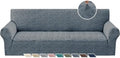 YEMYHOM 1 Piece Stretch Oversized Couch Covers for 4 Seat, Jacquard Extra Large Sofa Cover with Non-Slip Elastic Bottom, Thickened Slipcover Furniture Protector for Dogs Pets (X-Large, Dark Gray）