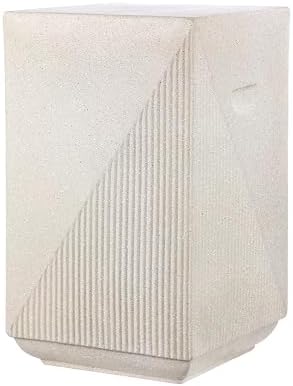 JONATHAN Y Adrian Outdoor Side Table Stool Polyresin 21", Cream Terrazzo