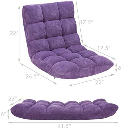 S AFSTAR Cushioned Floor Chair, 14-Position Adjustable Padded Lazy Recliner with Comfortable Back Support and Skin-Friendly Cover, Great for Reading, Playing Game, Meditating (Tender Violet)