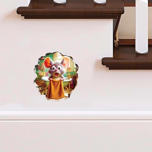 Funny 3D Mouse Shower Wall Sticker – Removable Mousehole Bathroom Décor for Kids or Whimsical Homes by MICESTERPIECE