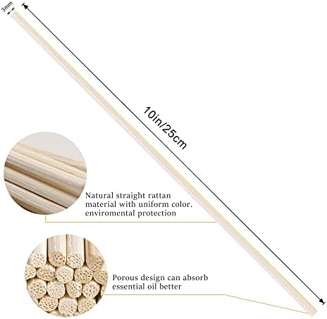 VFULIE 100PCS Reed Diffuser Sticks, Refill Replacement for Aroma Fragranc (100, Brown)
