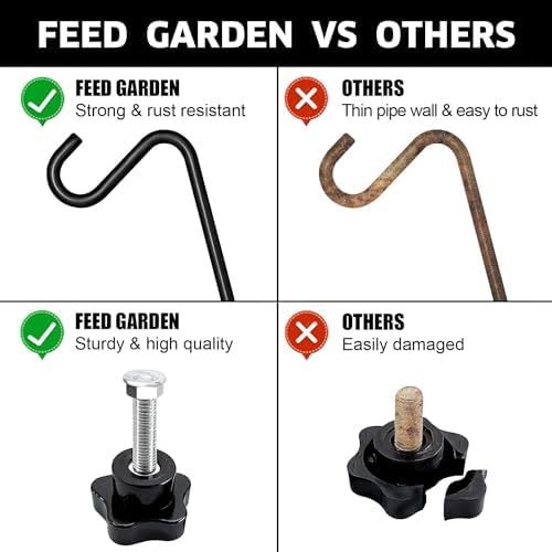 FEED GARDEN [Upgrade Version 2 Pack Bird Feeder Hanger Adjustable 43 Inch Deck Hooks for Railing 360 Degree Swivel Heavy Duty Hanging Hooks for Bird Feeders Wind Chimes