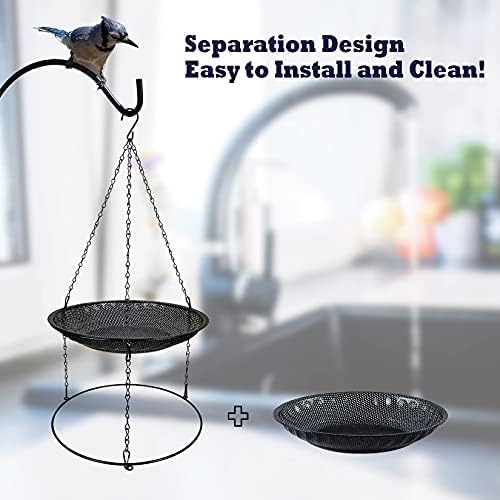 CQAIRIOU Premium Hanging Bird Feeder Tray(2 Set),Size 11.8” Large Platform Bird Feeder Metal Mesh Tray,Wild Bird Feeder for Outside Hanging Seed Platform,Combinable Style to Double Layer