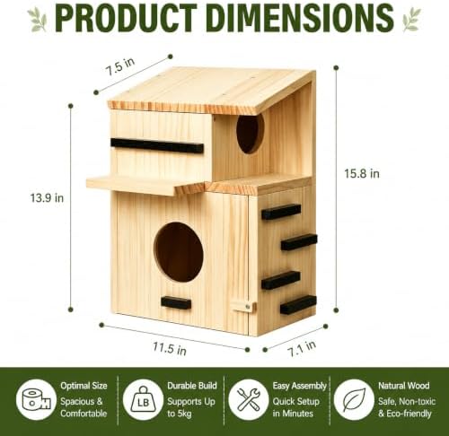 Large Wooden Squirrel House Outdoor,Squirrel Nesting Box