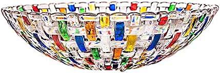 MAGCOLOR Hand Painted Colorful Woven Glass Crystal Salad & Fruit Bowl Decoration,Centerpiece For Home,Office,Wedding Decor, Fruit, Snack, Dessert, Server