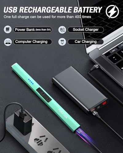 FUKKUDA Electric Candle Lighter, Rechargeable USB Arc Lighter for Candles, Fireplace, Camping BBQ, Christmas Stocking Stuffers, Birthday, Valentines Day and Easter Gifts for Women Men (Tiffany Blue)