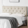 Linen Headboard Full Size, Adjustable Height Headboard 37-51 in, Beige