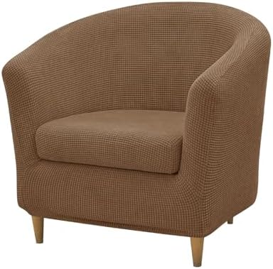 NILUOH Club Chair Slipcover 2-Piece Stretch Barrel Chair Covers Jacquard Tub Chair Slipcovers Soft Armchair Sofa Covers for Living Room