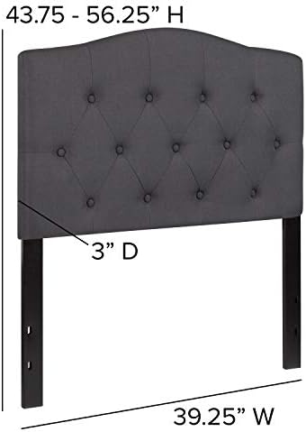 Flash Furniture Twin Tufted Fabric Headboard, Dark Gray