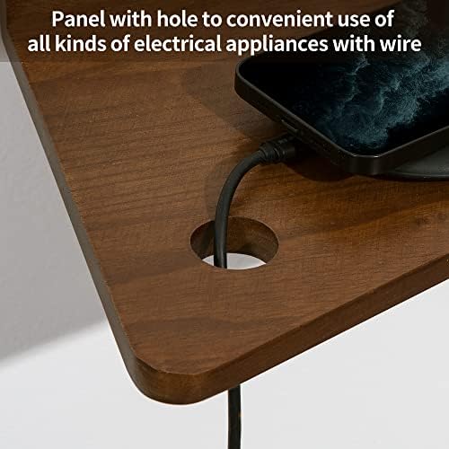 SUMGAR Floating Nightstand Set of 2 Walnut Bedside Shelf for Small Spaces