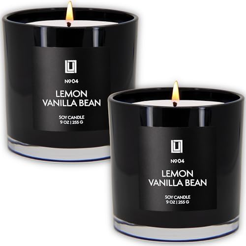 Lulu Candles | Lemon & Vanilla Bean | Luxury Scented Soy Jar Candle | Hand Poured in The USA | Highly Scented & Long Lasting (9 Oz. 2 Pack)