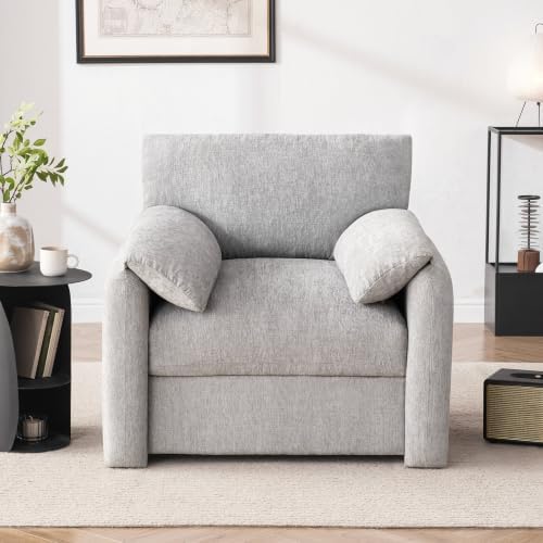 Howjoe Accent Chair for Living Room, Oversized Reading Armchair, LightGray