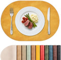 MOSAYT Vinyl Faux Leather Oval Placemats, Set of 4, Yellow