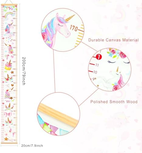 Growth Height Chart for Kids, Removable 79"x7.9" (Unicorn)