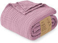 Love's cabin 100% Cotton Muslin Blanket Throw for Couch, Dusty Pink