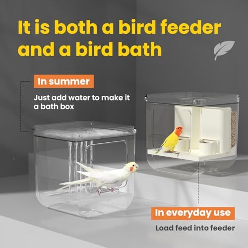 No Mess Automatic Bird Feeder for Cage,Parakeet Seed Catcher,Food Container