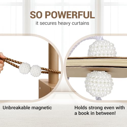 Hion Magnetic Curtain Tiebacks Dark Brown 6pcs, Curtain Holdbacks Hooks