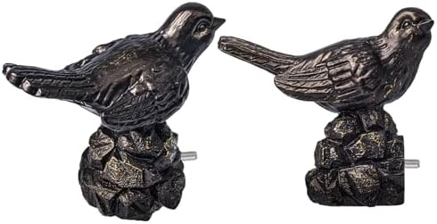 Bird-Shaped Decorative Curtain Rod Finials, 1 or 7/8 Inch, Easy Install, Set of 2 – Vintage Oil Bronze